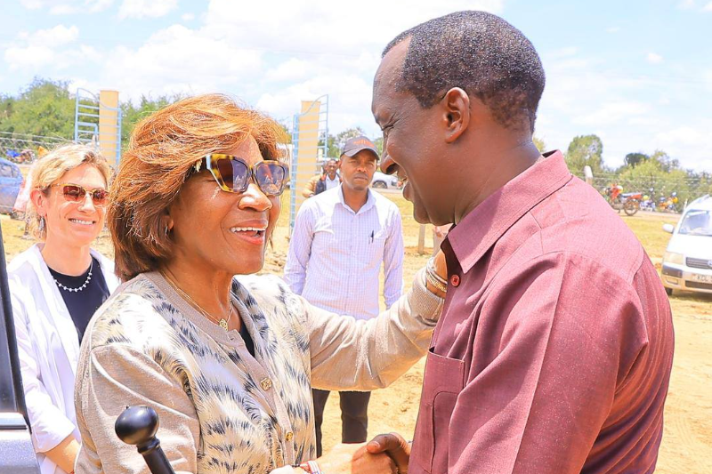 Governor Patrick Ntutu with Deloris Jordan.